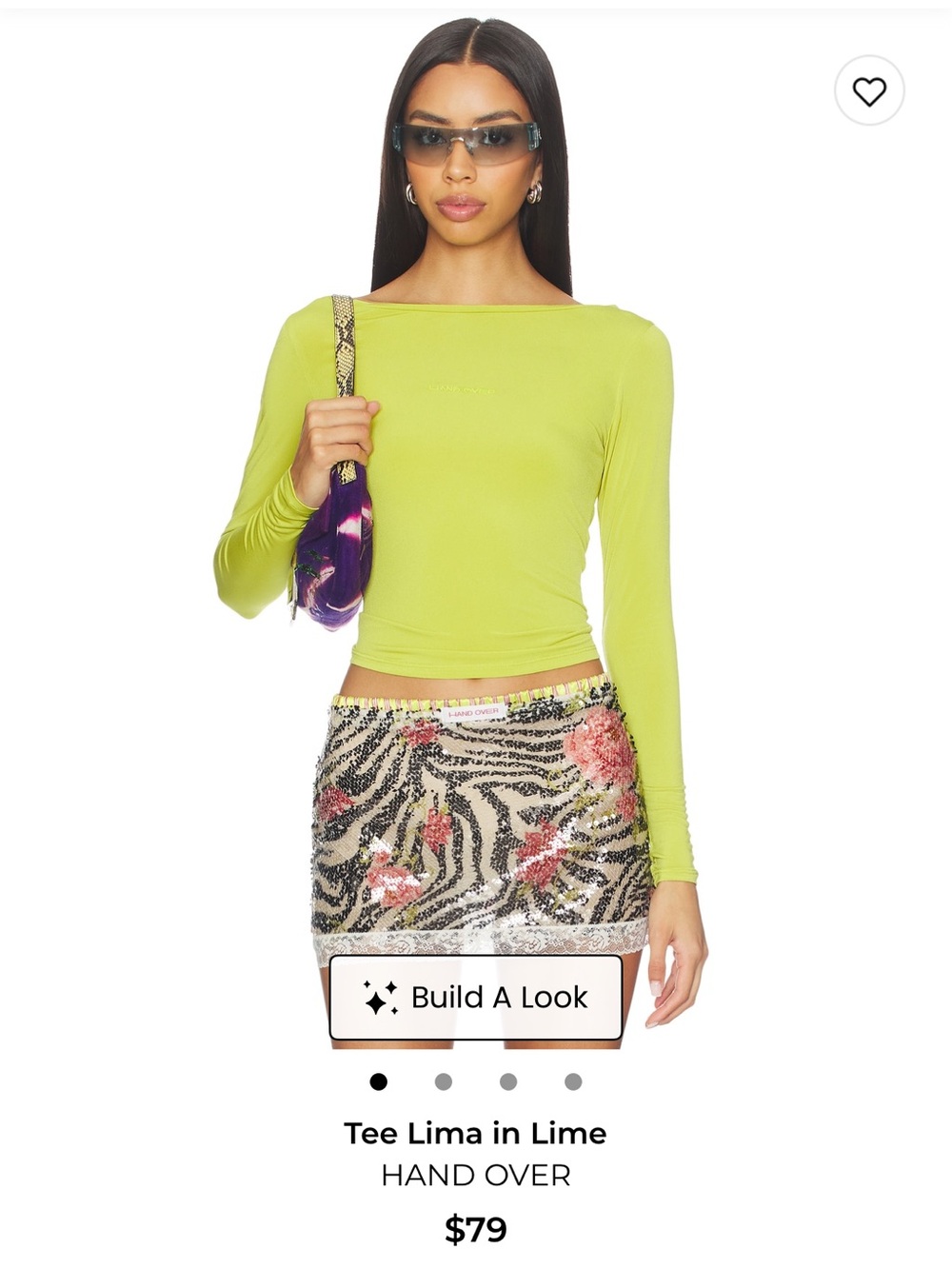Long Sleeve Crewneck Top - Hand Over Tee Lima in Lime